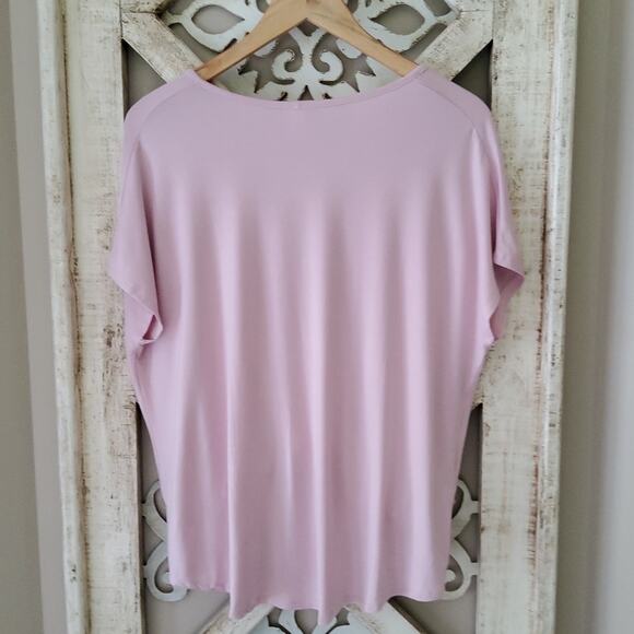 Cy Fashion Women's Deep V-Neck Surplice Criss Cross Top in Baby Pink Blush - Picture 8 of 11